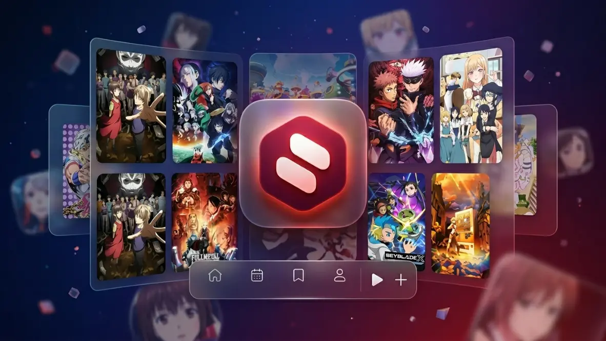 Anilab anime library browsing screen with poster cards